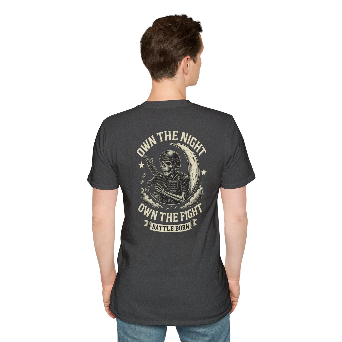 Own The Night Own The Fight Battle Born Unisex Softstyle T-Shirt, Graphic Tee for Warriors, Beach wear, Everyday Wear, Gift for Gamers, Casual Apparel, Bar Shirts